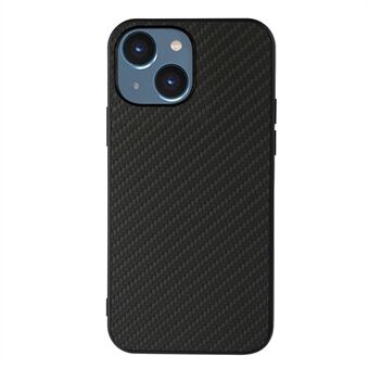 För iPhone 15 Plus PU Läderbeklädd TPU-mobilväska med karbonfiberstruktur Telefonfodral.