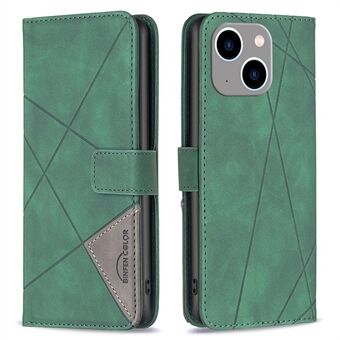 BINFEN COLOR BF05 För iPhone 15 Plus Väskfodral i PU-läder Anti-Rep Telefonfodral Ställ med Präglad Mönster Plånbok