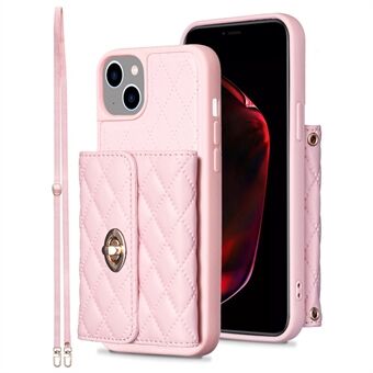 För iPhone 15 Plus PU Läder+TPU Kortplatsfodral Stödskyddande Telefonfodral.