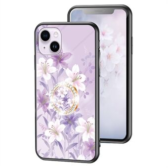 För iPhone 15 Plus Flower Pattern Ring Kickstand Cover Tempered Glass+PC+TPU Shockproof Phone Case

För iPhone 15 Plus Blommig Mönster Ringstöd Skal med Härdat Glas+PC+TPU Stöttåligt Telefonfodral