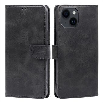 För iPhone 15 Plus-telefonfodral Plånboksfodral av kalvläder PU-läder Ställ Flip Folio-omslag