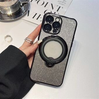 För iPhone 15 Plus Elektropläterad TPU-telefonfodral Kompatibel med MagSafe Kickstand Glitteröverdrag.