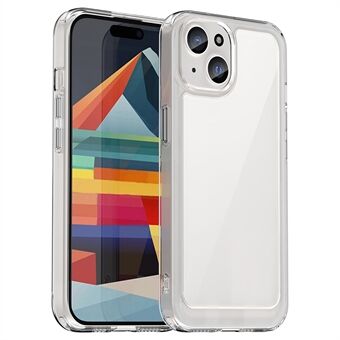 För iPhone 15 Plus genomskinligt fodral i akryl+TPU motståndskraftigt telefonfodral (Stort bakre linshål)