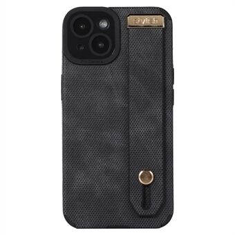 Morandi-stil för iPhone 15 Plus fodral TPU+PU läder handledsstöd telefonfodral.