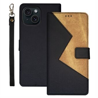 IDEWEI För iPhone 15 Plus-fodral med färgad skinnplånbok och kortplatser.