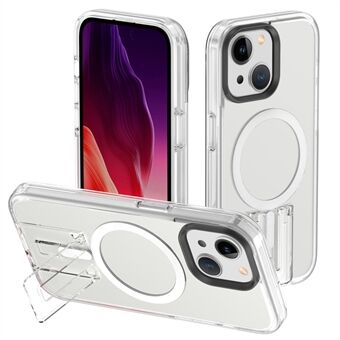 För iPhone 15 Plus Magnetisk Fodral TPU+PC Dold Ställbar Baksideskal Kompatibel med MagSafe