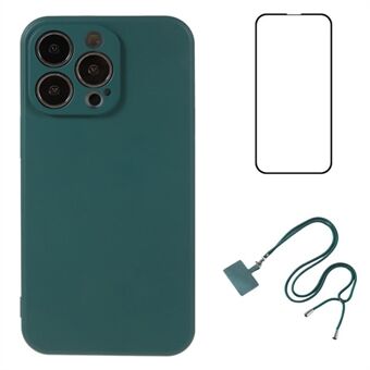 WANLONFENG RB1-serien för iPhone 15 Pro TPU-telefonfodral med skärmskydd av härdat glas