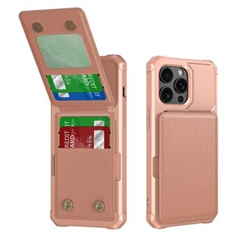 ZM11 För iPhone 15 Pro Fodral Stativ Kortplatser PU-läder+TPU Telefonfodral