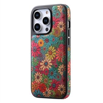 A12 Magnetiskt Skal för iPhone 15 Pro Blommönster Läder+PC+TPU Telefonskal