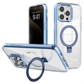 G-stil för iPhone 15 Pro-fodral med magnetiskt kickstand TPU+PC genomskinligt telefonskal