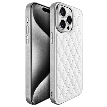 KST DESIGN För iPhone 15 Pro Fodral Läderskalad PC+TPU Telefonfodral Sömnad Rhombus, Matt Interiör