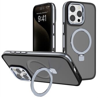 C1-serien För iPhone 15 Pro-fodral Magnetiskt Justerbart Stativ TPU+PC Skinn-touch Telefonskal