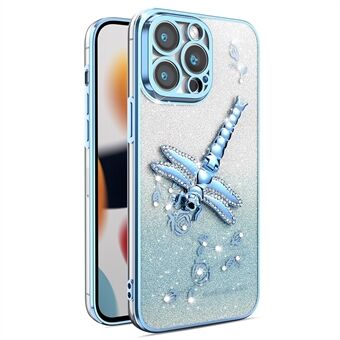 KADEM För iPhone 15 Pro Fodral Dragonfly Kickstand TPU Blommor Glitter Telefonfodral