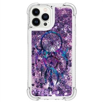 YB Quicksand-serien 2 för iPhone 15 Pro Glitter Liquid Telefonväska Mönstertryck TPU Skydd