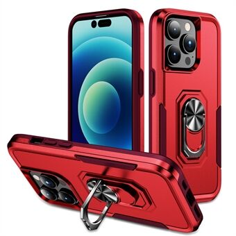 För iPhone 15 Pro fallskyddande bakskydd PC+TPU-telefonfodral med ringstång