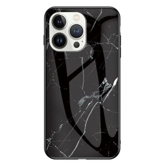 Baksida för iPhone 15 Pro, Marmormönstrat härdat glas + PC + TPU-telefonfodral för att skydda mot repor.