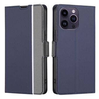 För iPhone 15 Pro Stötsäker Telefonfodral Korthållare Ställ Twill Textur PU-läder Telefonväska