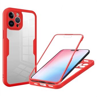 För iPhone 15 Pro Helkroppsskyddande Case av Akryl+TPU Transparent Telefonfodral med PET-skärmskydd