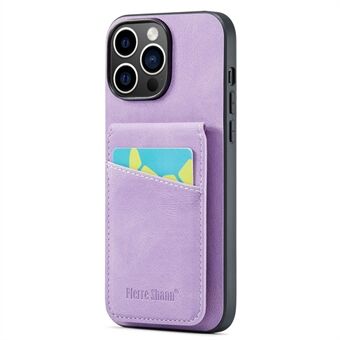 FIERRE SHANN För iPhone 15 Pro Fodral Kortplatser PU-läder+TPU Telefonstöd-skal