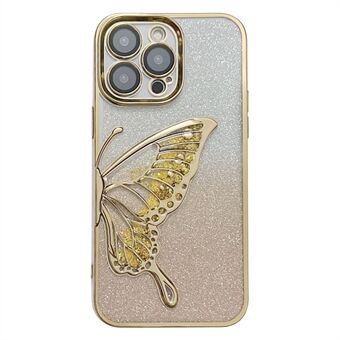 För iPhone 15 Pro TPU-skal Quicksand fjärilsglitter elektroplätering telefonfodral