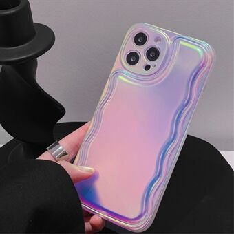 För iPhone 15 Pro Laser Aurora TPU-vågmönster Bakomslag