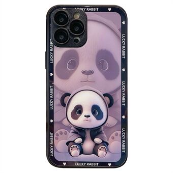 För iPhone 15 Pro mobilskal med Mönster av skuggpanda i härdat glas + TPU-telefonfodral