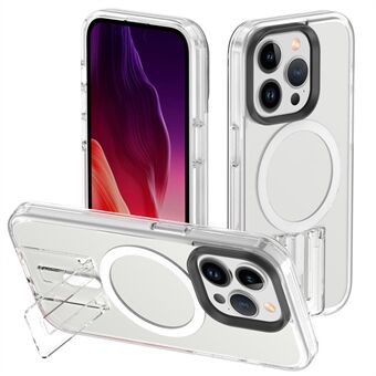 För iPhone 15 Pro Magnetiskt Telefonfodral TPU+PC Ställskal Kompatibelt med MagSafe