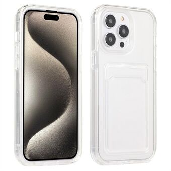 För iPhone 15 Pro Tydligt kortplatsfodral TPU + PC skyddande telefonfodral