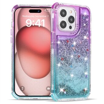 För iPhone 15 Pro-etui Gradient Quickssand Flytande skimrande TPU+PC-baksida