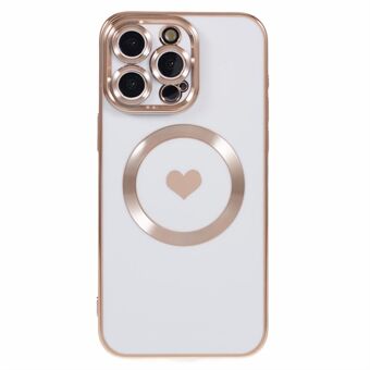 För iPhone 15 Pro Slim Case 6D Electroplating Love Heart TPU Telefonfodral Kompatibelt med MagSafe