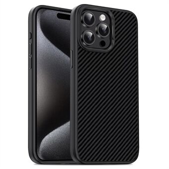 IPAKY För iPhone 15 Pro Max TPU Bakre Hölje Kol Fiber Textur Telefonfodral