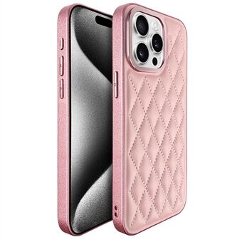 KST DESIGN För iPhone 15 Pro Max Fodral Läderbeklädd PC+TPU Telefonfodral Sömnad Rhombus, Matt Interiör