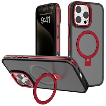 C1 Serie För iPhone 15 Pro Max Skal TPU+PC Hudkänsla Stötsäkert Telefonskal med Magnetiskt Stativ