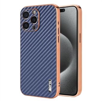 AZNS För iPhone 15 Pro Max Fodral Elektropläterad Kolfibertextur PU+TPU Telefonfodral