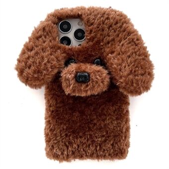 För iPhone 15 Pro Max-fodral Söt Teddy Hund Fluffig Mjuk TPU Vinter Telefonöverdrag