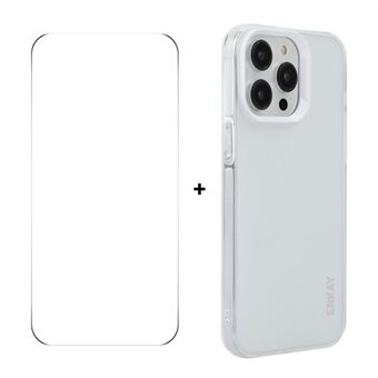 För iPhone 15 Pro Max ENKAY HAT PRINCE Skal Halvtransparent Matte TPU Stöttåligt Telefonskal med Skärmskydd Film