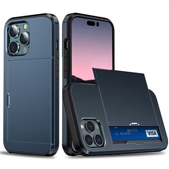 Telefonfodral med glidkorthållare för iPhone 15 Pro Max, repfri TPU + PC-telefonfodral