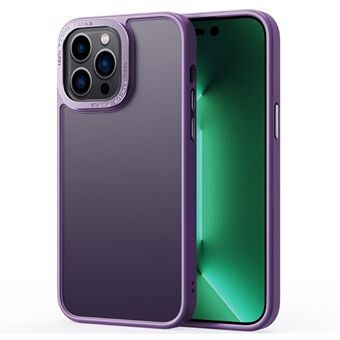 För iPhone 15 Pro Max genomskinligt matt PC+TPU-fodral med metallkameraram telefonfodral