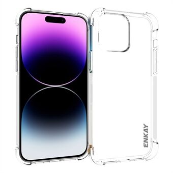 ENKAY HAT PRINCE För iPhone 15 Pro Max Klar TPU-mobilväska Anti-slip-remskivkant Skyddande fodral