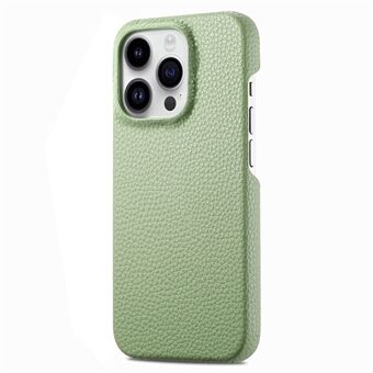 Litchi-textur bakre skal för iPhone 15 Pro Max i enfärgad PU-läderbelagd PC-telefonfodral.