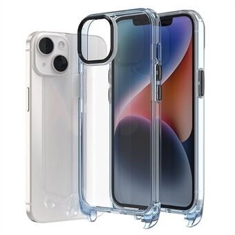 F7 För iPhone 15 Pro Max Bakre skal Glänsande hög transparens PC+TPU Telefonfodral med snörhål