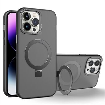 Mjuk TPU+PC Slimfodral för iPhone 15 Pro Max Gummibelagd Ställ Fodral Kompatibelt med MagSafe
