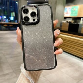 För iPhone 15 Pro Max Gradient Glitter Skyddande Telefonväska Hård Akryl Mjuk TPU Anti-Rep Fodral