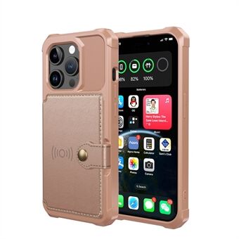 För iPhone 15 Pro Max Korthållarfodral Plånboksfodral i PU-läder + TPU-skal Stöd för magnetisk bilhållare.