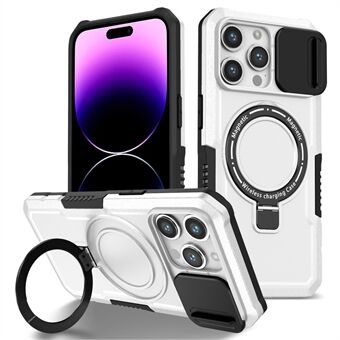 Kickstand PC+TPU skal för iPhone 15 Pro Max Kompatibel med MagSafe Skjutbar Linslock Skyddande Telefonskal