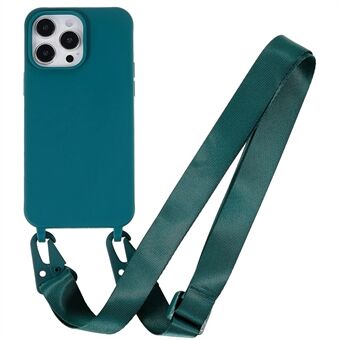 Matte TPU-fodral till iPhone 15 Pro Max-skal, anti-drop-telefonfodral med breda lanyard