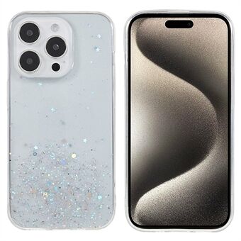 För iPhone 15 Pro Max TPU-skal Stjärnhimmel Glittrande Epoxyskyddande Telefonbakomslag