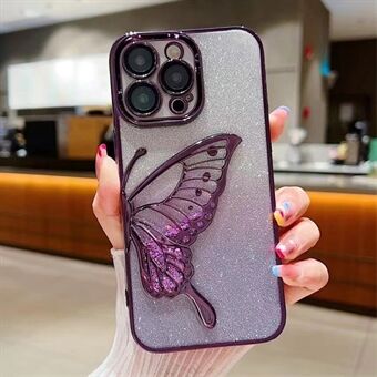 För iPhone 15 Pro Max-skal Quicksand Butterfly Electroplating TPU Glitter Phone Cover