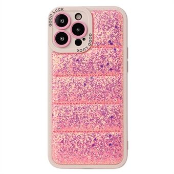 För iPhone 15 Pro Max Glitter Bling Mobilfodral Dubbelvävd Jacka Anti-Rep-skydd