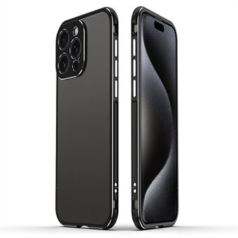 För iPhone 15 Pro Max skal - Metallram, tunn skyddande telefonfodral med kameraobjektivsg skydd.